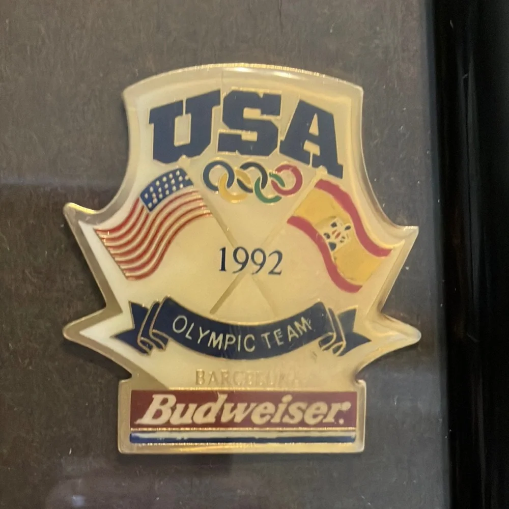 Budweiser Olympic Sponsorship Black and Gold Pin‎ in Picture Frame Collection